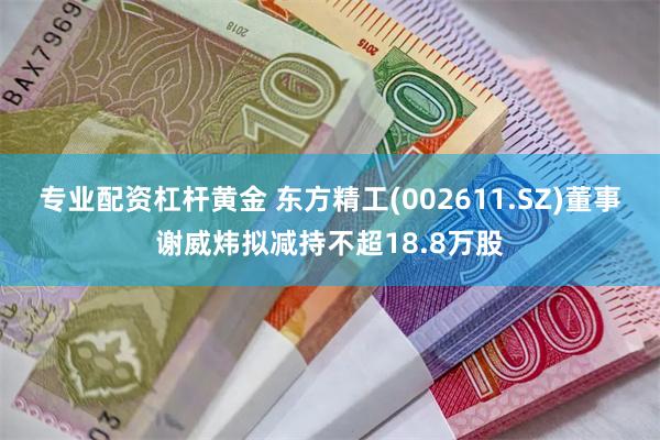 专业配资杠杆黄金 东方精工(002611.SZ)董事谢威炜拟减持不超18.8万股