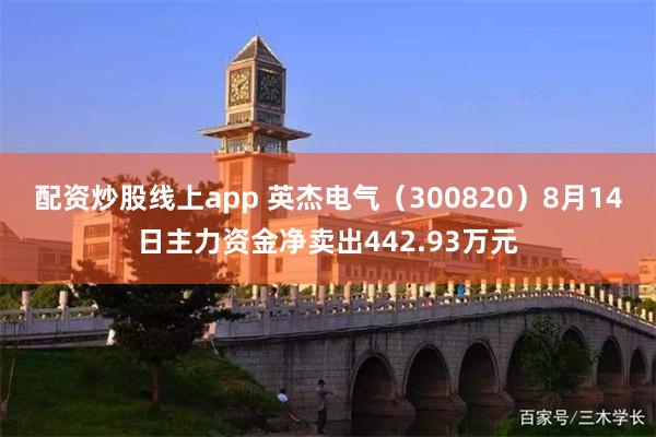 配资炒股线上app 英杰电气（300820）8月14日主力资金净卖出442.93万元