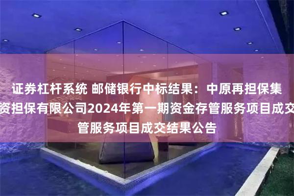 证券杠杆系统 邮储银行中标结果：中原再担保集团鹤壁融资担保有限公司2024年第一期资金存管服务项目成交结果公告