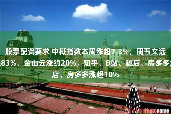 股票配资要求 中概指数本周涨超7.3%，周五文远知行涨超83%、金山云涨约20%，知乎、B站、趣店、房多多涨超10%