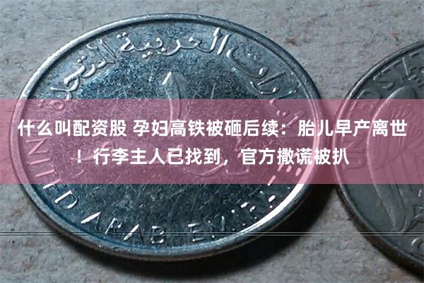 什么叫配资股 孕妇高铁被砸后续：胎儿早产离世！行李主人已找到，官方撒谎被扒